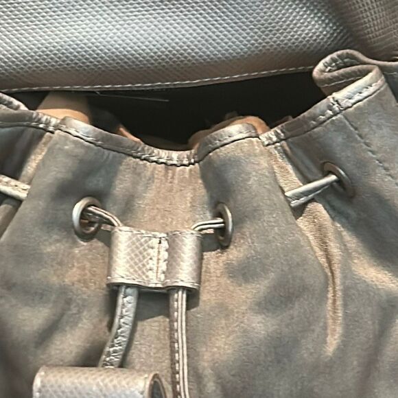 Vintage Bottega Veneta Drawstring Flap Backpack Gray Travel Slouchy Casual 90s main image 16